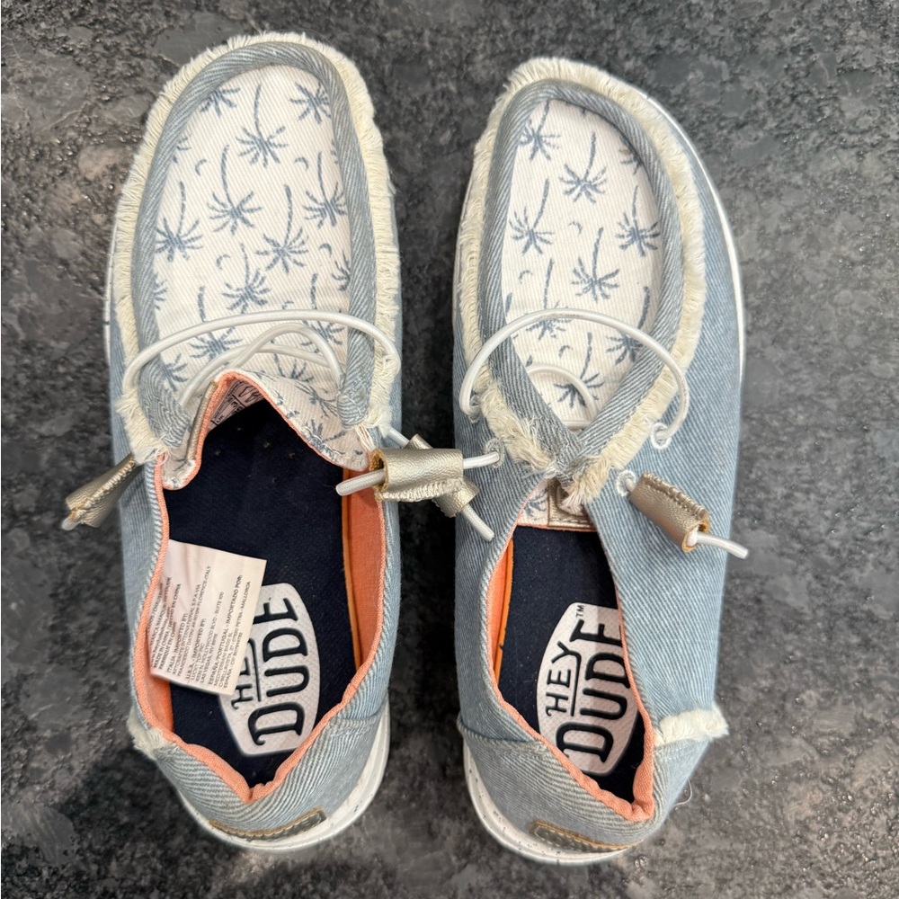 Hey Dude - Blue/White With Palm Trees - Women’s- Size 5